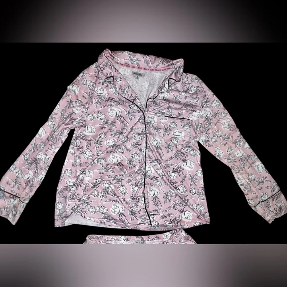 Thalia Sodi 2 piece pink floral pajama pants set lightweight women’s M - Picture 3 of 5